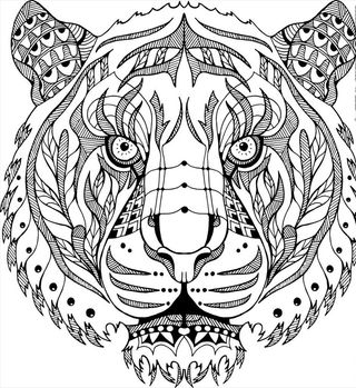 线描老虎头矢量图下载图片