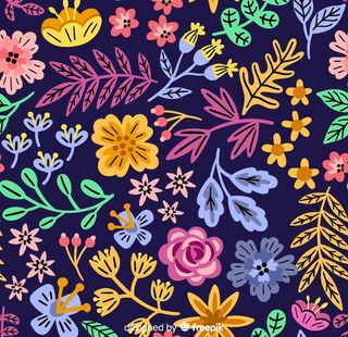 彩色 抽象花卉和 树叶无缝背景图片