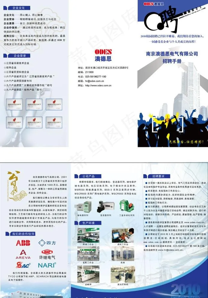 校园招聘三折页 正反面图片eps,ai矢量模版下载