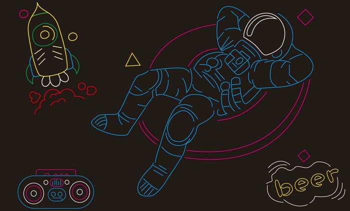 宇航员霓虹灯图片