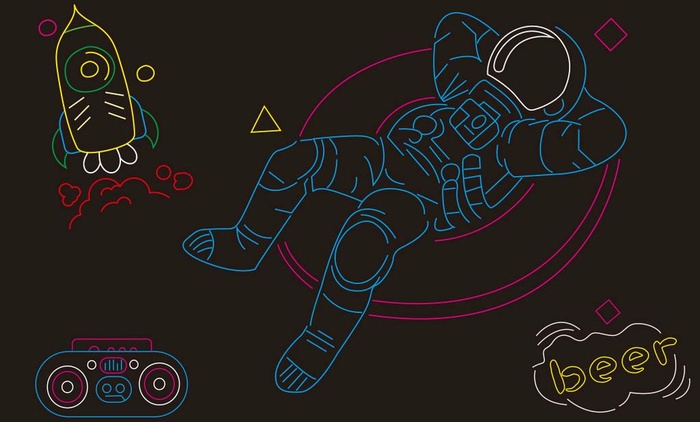 宇航员霓虹灯图片cdr矢量模版下载
