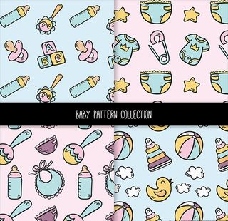 一套手绘的婴儿图案图片