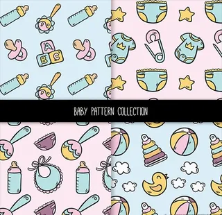 一套手绘的婴儿图案图片