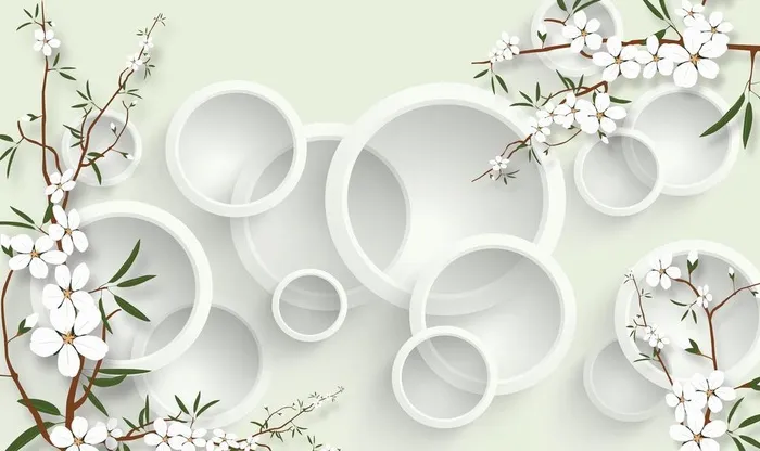 现代简约3D圆圈花图片(9071x5669)psd模版下载