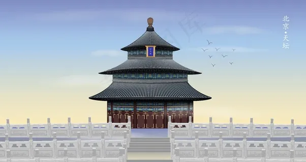 北京天坛建筑插画图片 北京天坛建筑插画图片