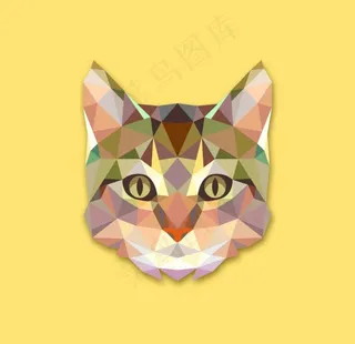 几何动物猫矢量图片