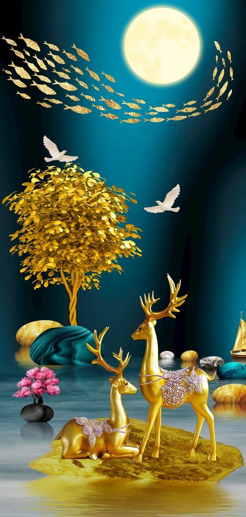 麋鹿装饰画图片