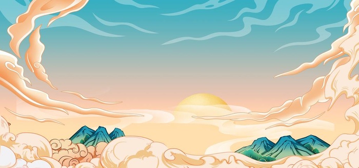 国潮插画背景图片(7087x3543)psd模版下载