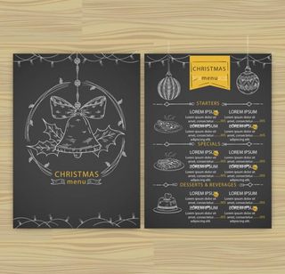 黑底手绘圣诞节菜单图片