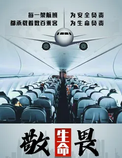 敬畏生命飞机场宣传海报KT板图片