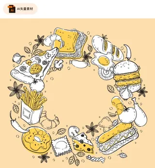 手绘美味食物矢量图标图片