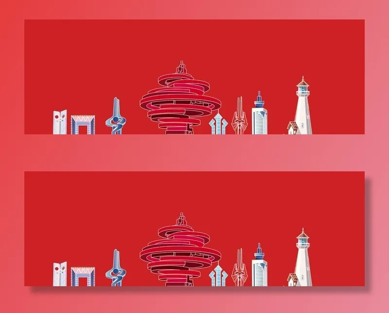 地标城市建筑 图片ai矢量模版下载