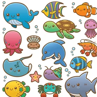 矢量卡通海洋动物图片