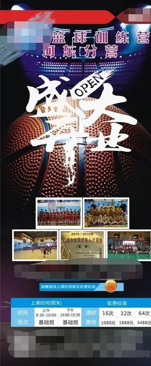 篮球培训盛大开业展架图片