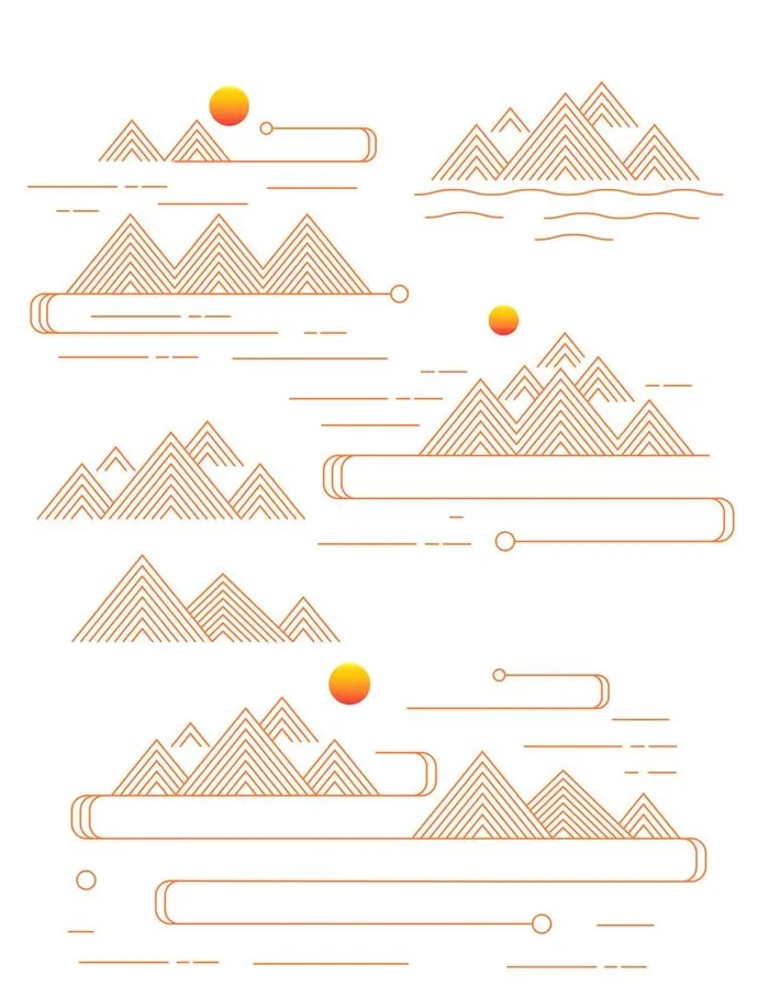 山水纹素材图片ai矢量模版下载