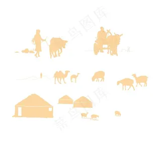 新疆 蒙古包 草原 牛羊 素材图片