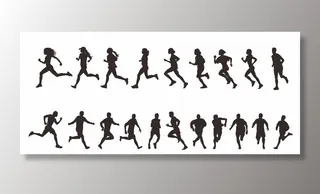 黑色彩色跑步的人剪影跑步图片