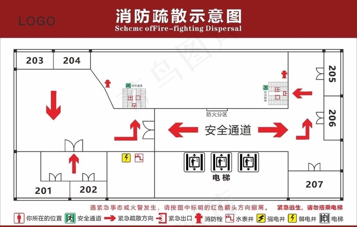 消防疏散图  消防疏散牌图片cdr矢量模版下载