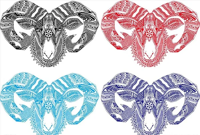 羊~黑白装饰插画图片