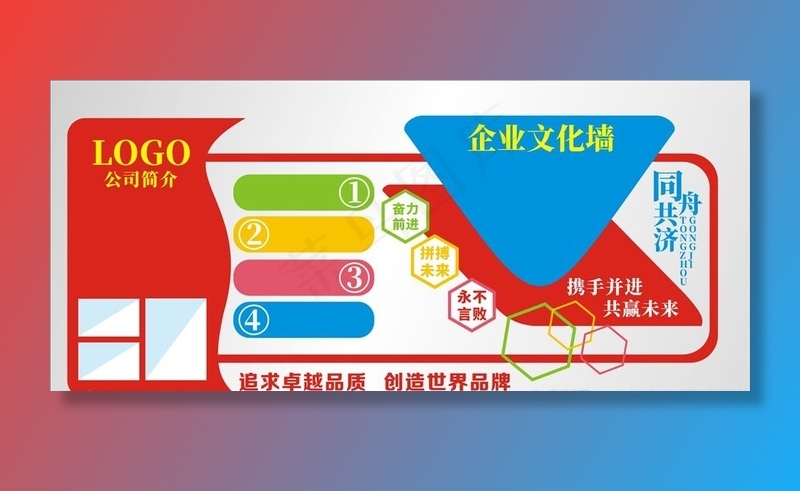 企业文化墙图片cdr矢量模版下载