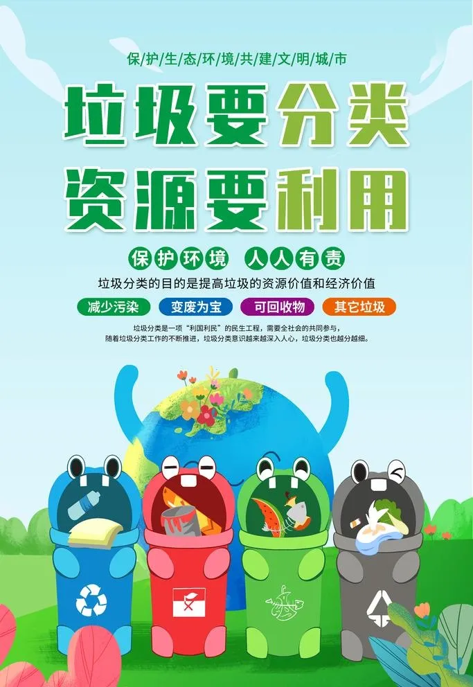 垃圾分类图片(3543x5314)psd模版下载