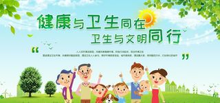 健康卫生城市社会宣传展板素材图片