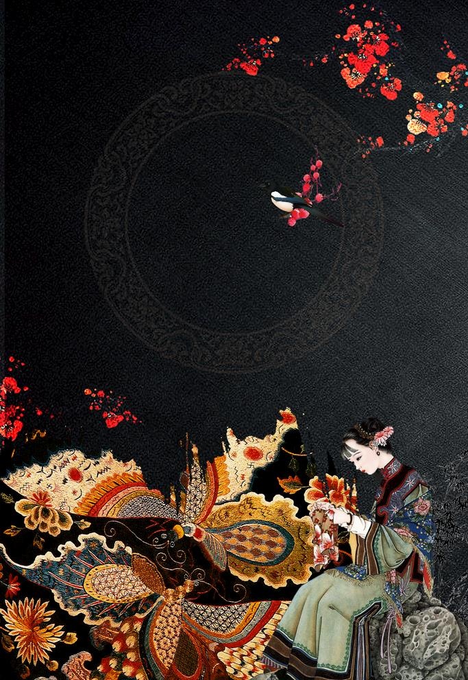 刺绣海报图片(1701x2551)psd模版下载