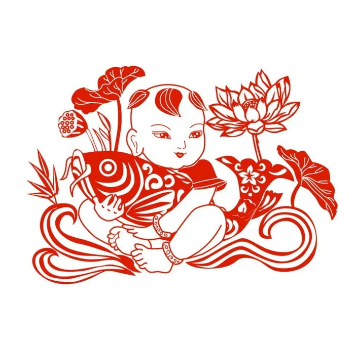 年画鲤鱼剪纸矢量图图片ai矢量模版下载