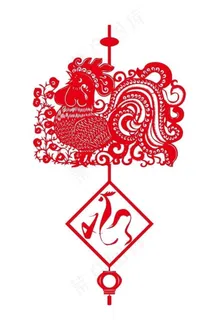 生肖鸡剪纸挂件图片