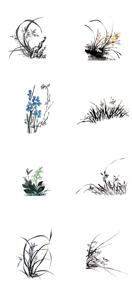 兰花插画素材图片(1136x2375)psd模版下载
