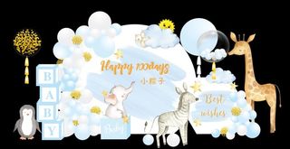 蓝色动物生日宴图片