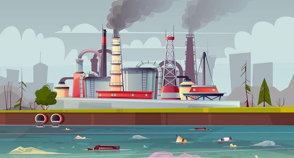 化工厂污染概念插画图片