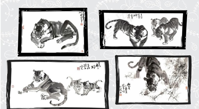 矢量冷军国画作品虎欣赏图片