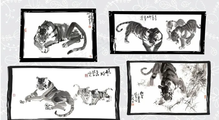 矢量冷军国画作品虎欣赏图片ai矢量模版下载