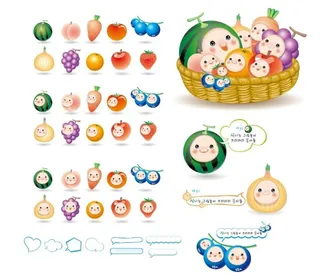 卡通果蔬图标设计矢量素材图片