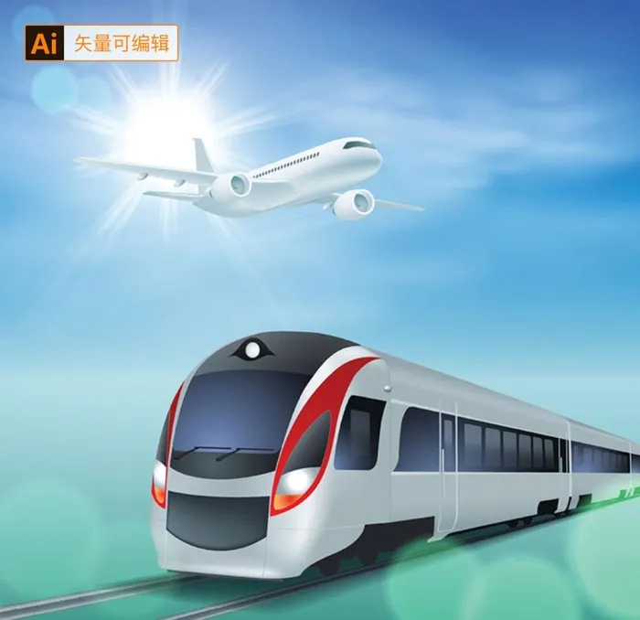 地铁卡通插画图片ai矢量模版下载