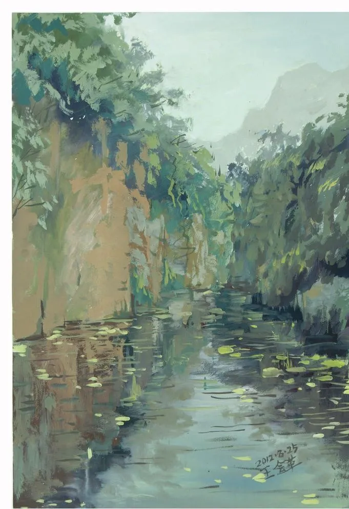 风景水粉画图片