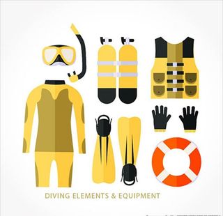 卡通潜水配件元素集图片