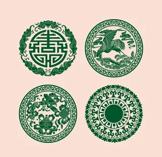 古典花纹边框 蝙蝠鹤如意图片