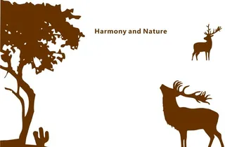 背景墙树鹿图片