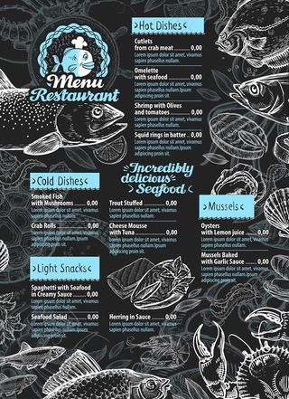 插画海鲜菜单 手绘海鲜菜单图片