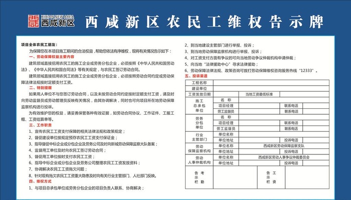 西咸新区农民工维权告示牌图片cdr矢量模版下载