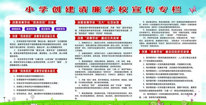 小学清廉学校宣传专栏图片cdr矢量模版下载