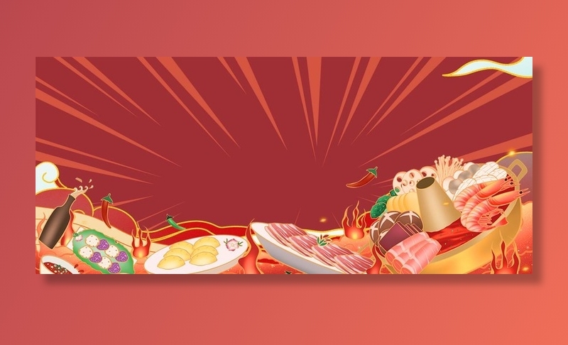 美食国潮背景图片(1920x900)psd模版下载