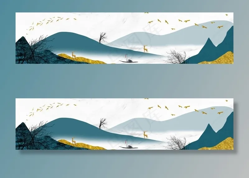 山水装饰画图片(8858X2362(DPI:150))psd模版下载