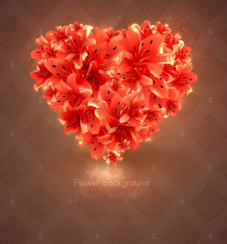 百合爱心花卉矢量素材图片