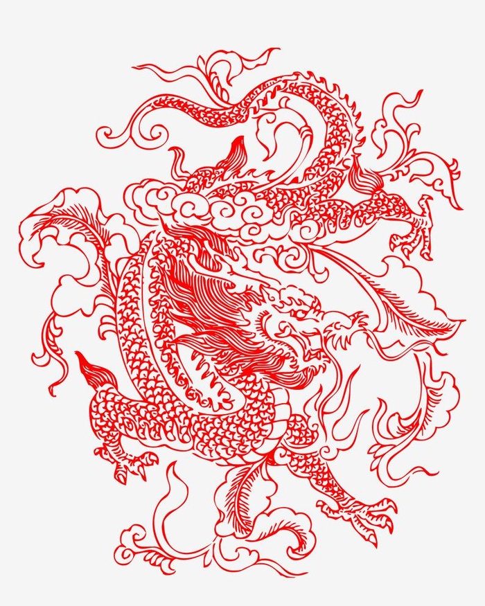 龙凤白描图谱图片