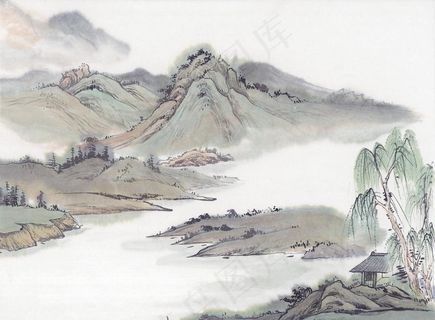 中式山水工笔画图片