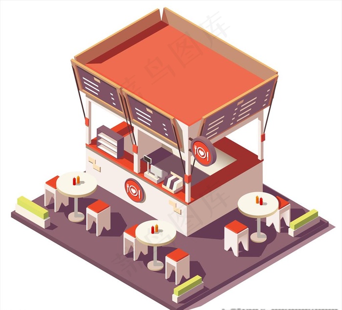 3D街边小店图片eps,ai矢量模版下载