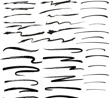 毛笔水墨笔迹与分割线图片